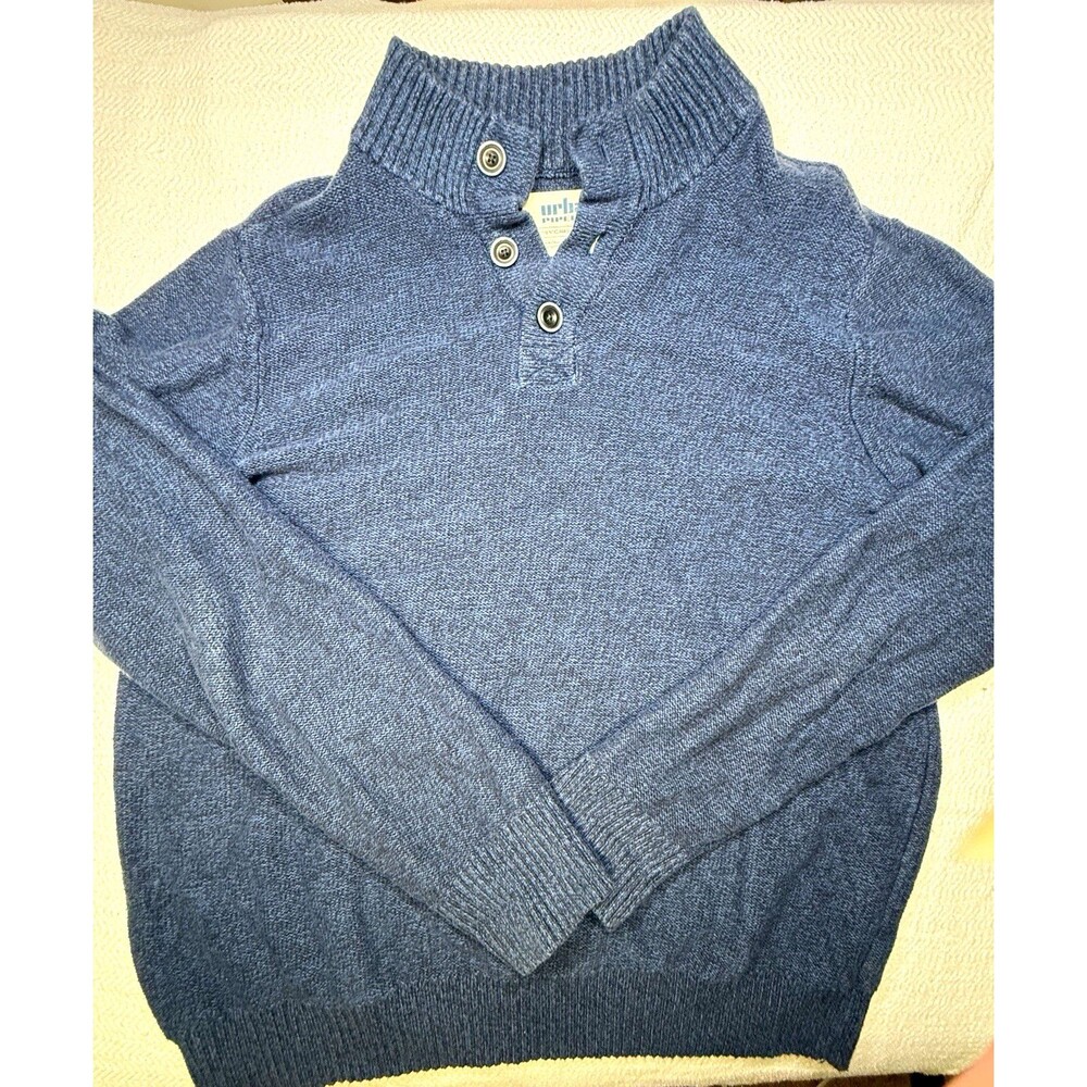 Urban Pipeline Men's 2XL Blue Solid Mock Neck Button Knit Pullover Sweater